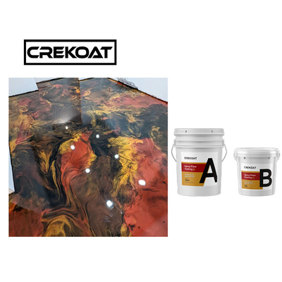 Sàn epoxy xoáy kim loại nhựa trong mờ Không bong bóng