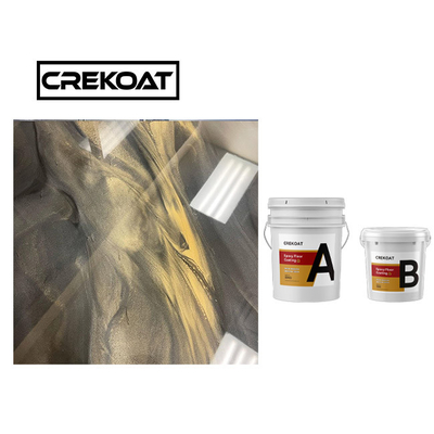 Sàn epoxy xoáy kim loại nhựa trong mờ Không bong bóng