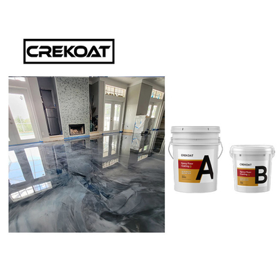 Lớp phủ sàn Epoxy kim loại đen tự san phẳng cho gốm