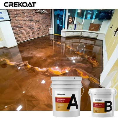 Lớp phủ sàn Epoxy kim loại có độ bóng cao Cài đặt thương mại Hình thức giống như dung nham